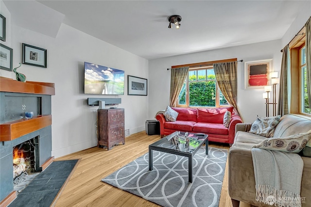4222 Latona Ave NE, Seattle, WA 98105 - living area featuring a fireplace and wood finished floors