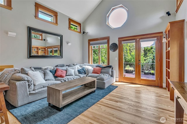 4222 Latona Ave NE, Seattle, WA 98105 - living area with high vaulted ceiling and light wood-style flooring