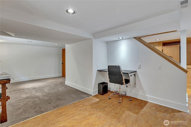 4222 Latona Ave NE, Seattle, WA 98105 - home office with recessed lighting and carpet flooring