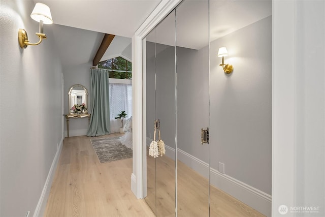 1518 NE 140th St Unit C6, Seattle, WA 98125 - bathroom featuring wood finished floors and beamed ceiling