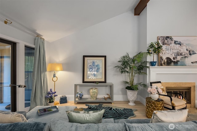 1518 NE 140th St Unit C6, Seattle, WA 98125 - living area with wood finished floors and a glass covered fireplace