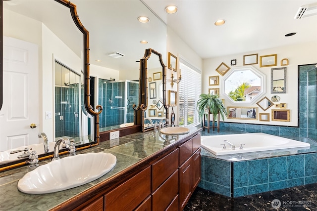 5422 21st Avenue Ct NE, Tacoma, WA 98422 - full bath with a garden tub, a shower stall, double vanity, and recessed lighting