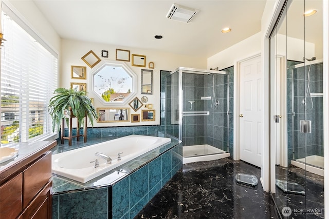 5422 21st Avenue Ct NE, Tacoma, WA 98422 - full bathroom with plenty of natural light, a garden tub, a stall shower, and recessed lighting