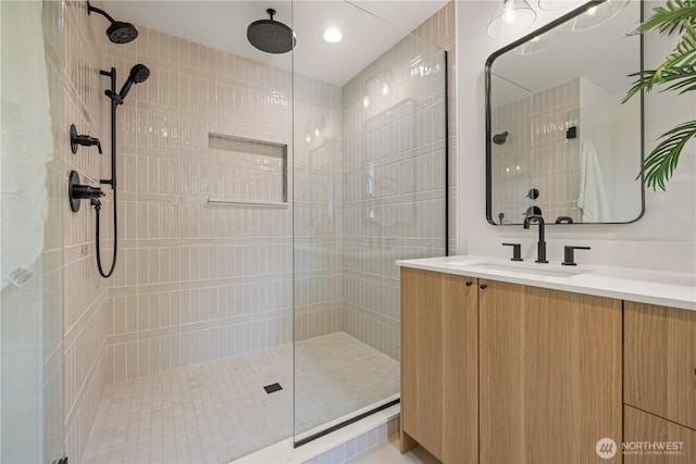 6732 21st Ave SW, Seattle, WA 98106 - bathroom featuring a walk in shower and vanity