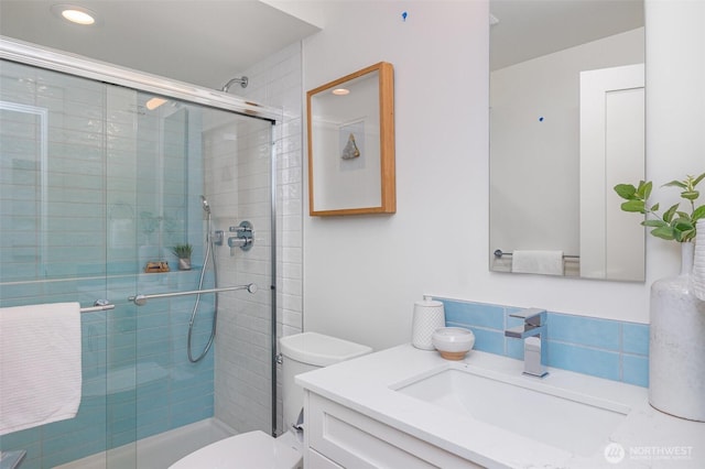 6209 32nd Ave NE, Seattle, WA 98115 - full bath featuring vanity, a stall shower, and recessed lighting