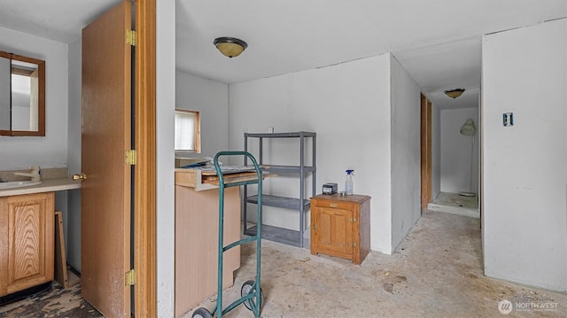 41427 Mountain View Pl E, Gold Bar, WA 98251 - hallway featuring unfinished concrete flooring and a sink