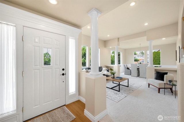 2108 S 18th St, Mount Vernon, WA 98274 - foyer featuring decorative columns and recessed lighting