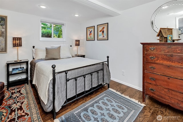 2711 NW 80th St, Seattle, WA 98117 - bedroom featuring dark wood-style floors, recessed lighting, and beam ceiling
