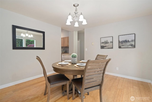 2733 Teal Lake Rd, Port Ludlow, WA 98365 - dining area featuring a chandelier and light wood-style floors