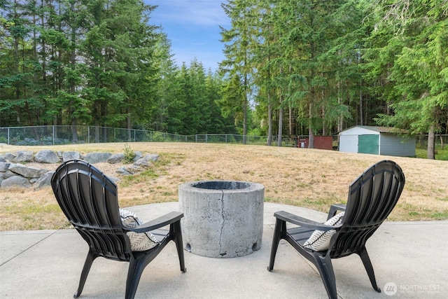 2733 Teal Lake Rd, Port Ludlow, WA 98365 - view of patio / terrace with a fire pit