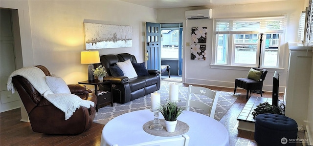 2014 Sumner Ave, Hoquiam, WA 98550 - living room featuring a wall mounted AC and wood finished floors
