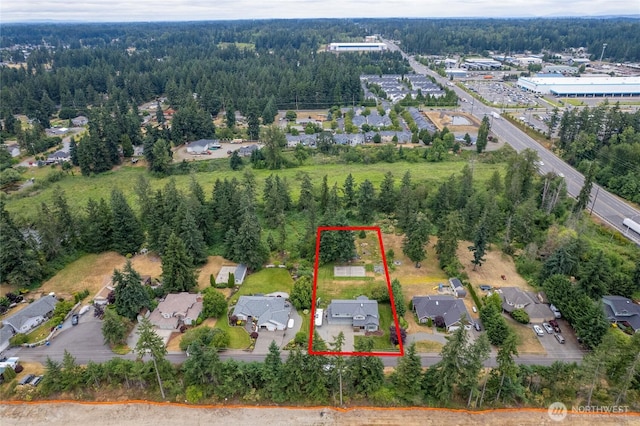 5207 170th St E, Tacoma, WA 98446 - aerial view of residential area with a forest and property boundaries highlighted