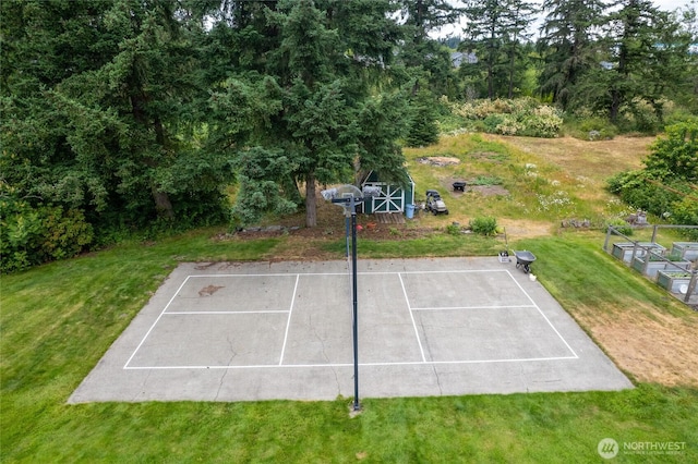 5207 170th St E, Tacoma, WA 98446 - view of basketball court with a tennis court and a yard