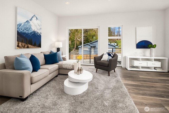 16547 NE 92nd Pl Unit 6A, Redmond, WA 98052 - living room featuring wood finished floors and recessed lighting