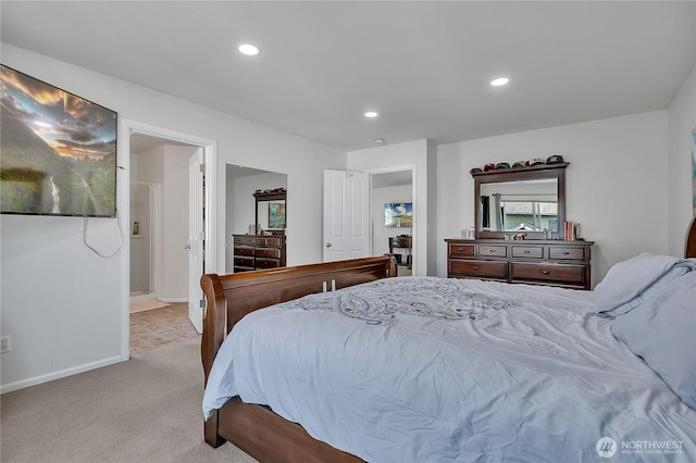 4023 Tribute Ave E, Fife, WA 98424 - bedroom featuring light colored carpet, recessed lighting, and ensuite bathroom