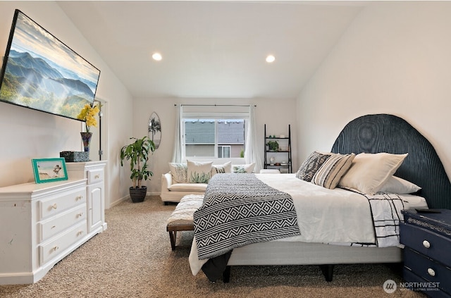 14410 99th Way SE, Yelm, WA 98597 - carpeted bedroom featuring lofted ceiling and recessed lighting