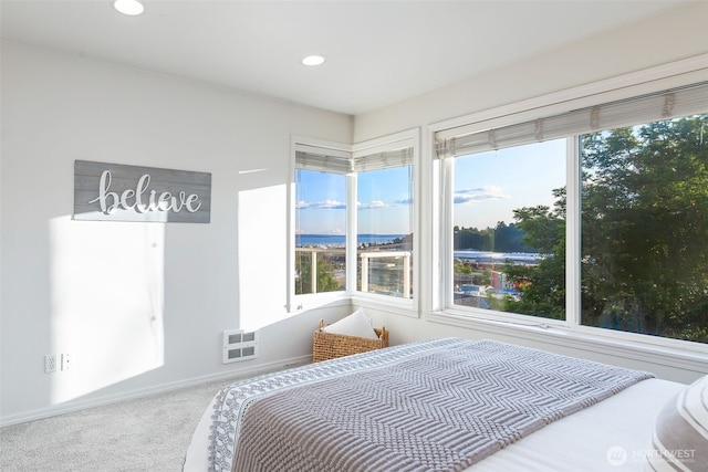 2241 13th Ave W, Seattle, WA 98119 - bedroom featuring multiple windows, carpet flooring, and recessed lighting