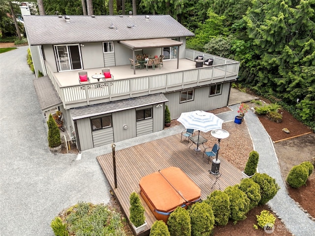 14531 262nd Ave SE, Issaquah, WA 98027 - rear view of property with a shingled roof, outdoor dining space, and a patio