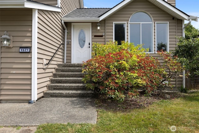 1521 90th Dr NE, Lake Stevens, WA 98258 - view of exterior entry featuring a shingled roof