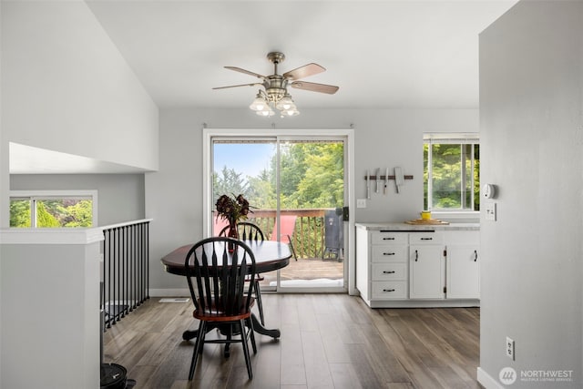 1521 90th Dr NE, Lake Stevens, WA 98258 - dining area with ceiling fan and wood finished floors