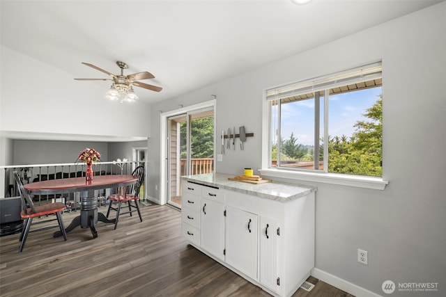 1521 90th Dr NE, Lake Stevens, WA 98258 - dining space with a ceiling fan and dark wood finished floors