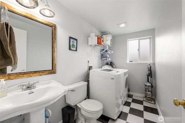 1521 90th Dr NE, Lake Stevens, WA 98258 - bathroom with separate washer and dryer and tile patterned floors