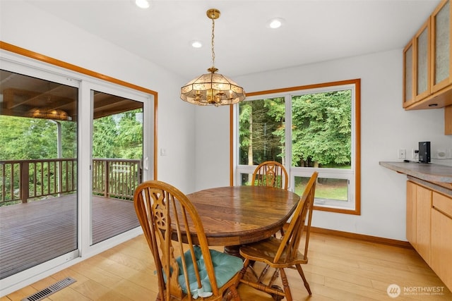 107 Gilbert Rd N, Onalaska, WA 98570 - dining space featuring light wood finished floors, a chandelier, and recessed lighting
