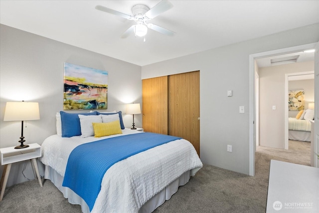 115 124th St SE Unit G5, Everett, WA 98208 - bedroom with carpet, a closet, and ceiling fan