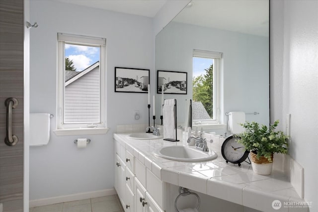 179 Perry Dr, Coupeville, WA 98239 - bathroom with double vanity and tile patterned floors