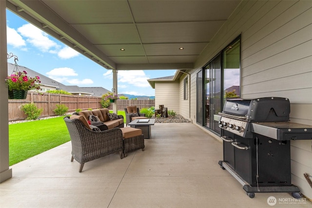 18500 NE 79th, Vancouver, WA 98682 - fenced backyard with an outdoor living space, a patio, and area for grilling
