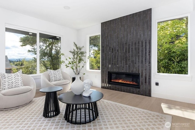 2216 18th Ave S, Seattle, WA 98144 - living area featuring wood finished floors and a tile fireplace