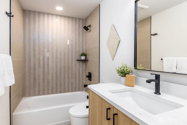 2216 18th Ave S, Seattle, WA 98144 - bathroom featuring vanity, shower / tub combination, and recessed lighting
