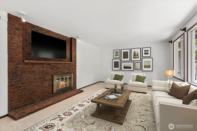 17722 6th Ave W, Bothell, WA 98012 - living room featuring carpet flooring and a fireplace