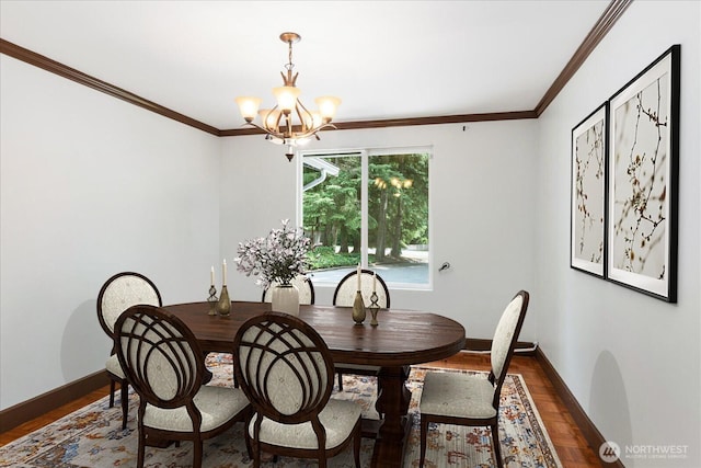 17722 6th Ave W, Bothell, WA 98012 - dining room with a chandelier, crown molding, and dark wood-style flooring
