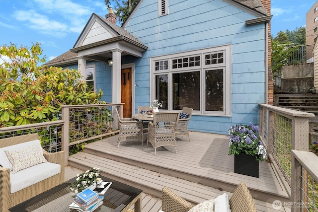720 N Forest St, Bellingham, WA 98225 - wooden deck with outdoor dining area