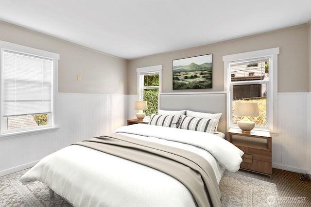 720 N Forest St, Bellingham, WA 98225 - bedroom featuring wainscoting and baseboards