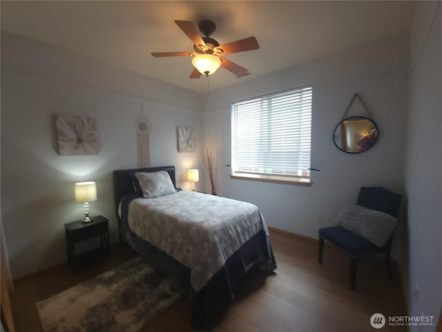 8542 Bainbridge Loop NE, Lacey, WA 98516 - bedroom with wood finished floors and ceiling fan