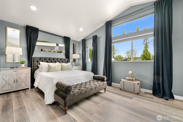 2649 Sandwood Ln, Blaine, WA 98230 - bedroom featuring vaulted ceiling, wood finished floors, and recessed lighting