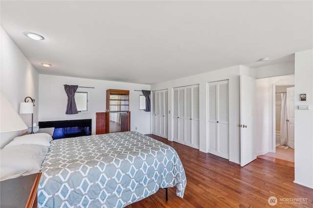 4448 S Shore Dr, Anacortes, WA 98221 - bedroom with hardwood / wood-style floors and multiple closets