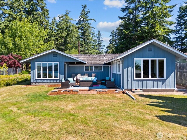 4448 S Shore Dr, Anacortes, WA 98221 - rear view of property with an outdoor living space and a patio area