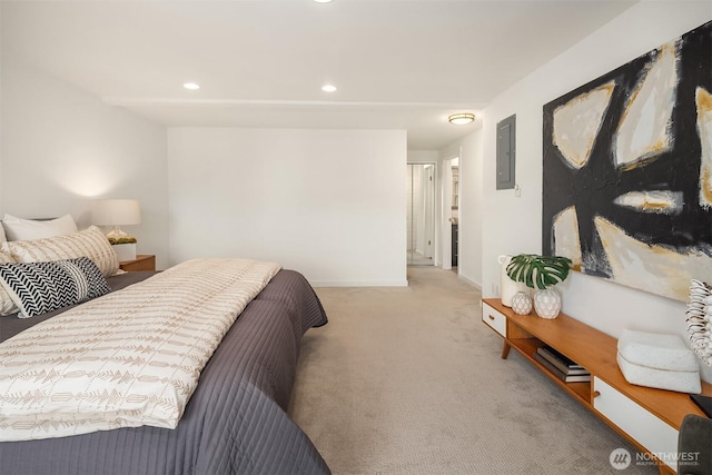 2301 Fairview Ave E Unit 301, Seattle, WA 98102 - bedroom with light colored carpet, recessed lighting, and electric panel