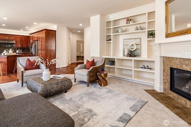 1206 S 36th Pl, Renton, WA 98055 - living room with a fireplace and recessed lighting