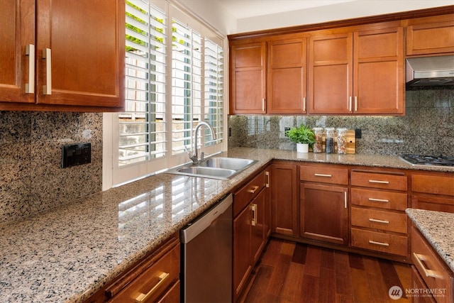 1206 S 36th Pl, Renton, WA 98055 - kitchen with appliances with stainless steel finishes, wall chimney range hood, dark wood finished floors, and plenty of natural light