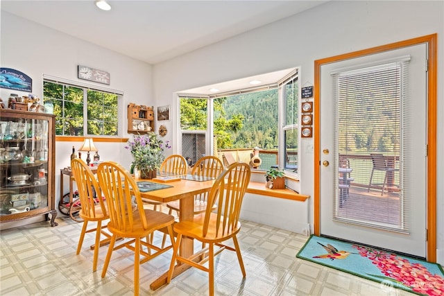 9204 Silver Lake Rd, Maple Falls, WA 98266 - dining room with tile patterned floors and recessed lighting