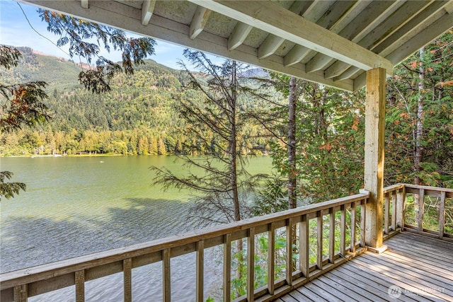 9204 Silver Lake Rd, Maple Falls, WA 98266 - wooden deck featuring a water and mountain view and a view of trees