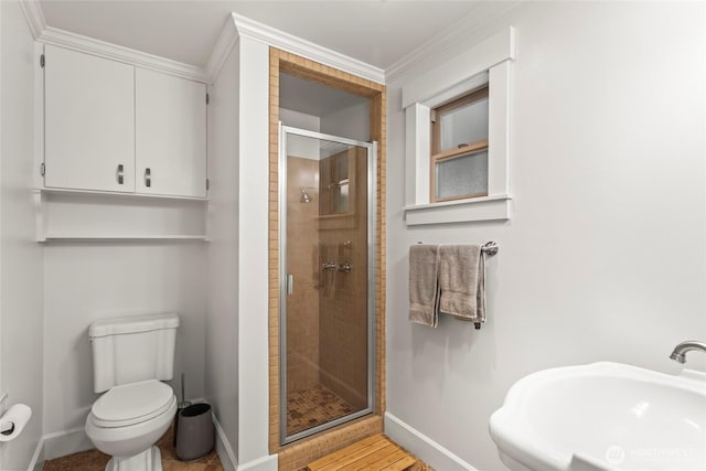 5620 N 23rd St, Tacoma, WA 98406 - bathroom featuring a shower stall and ornamental molding