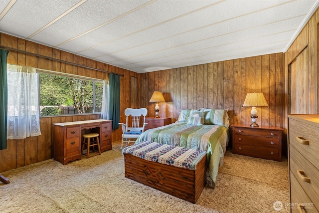 2641 Scotlac Dr SW, Olympia, WA 98512 - carpeted bedroom featuring wooden walls and a textured ceiling