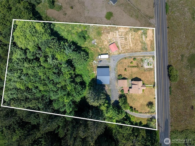 1129 Bunker Creek Rd, Chehalis, WA 98532 - aerial view of property and surrounding area featuring property boundaries highlighted