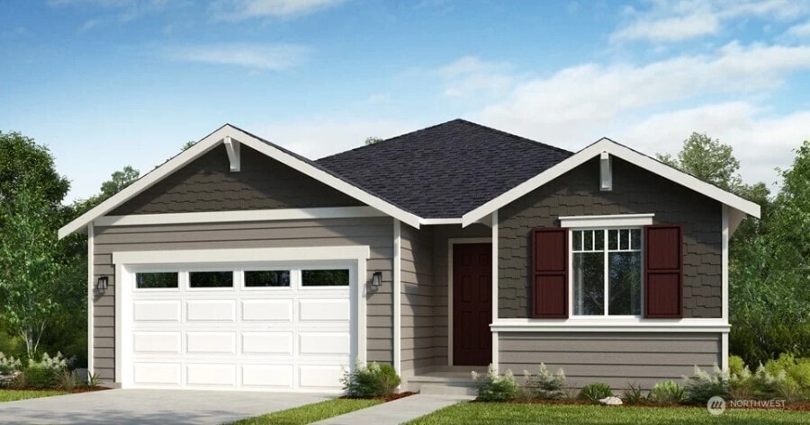 9012 Bowthorpe St SE, Lacey, WA 98513 - view of front of home featuring a garage, concrete driveway, and a shingled roof