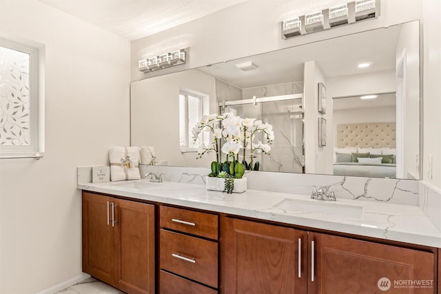 17710 39th Ave SE, Bothell, WA 98012 - full bathroom featuring double vanity, a stall shower, and ensuite bath